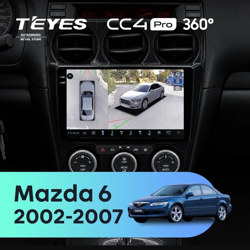 Штатная магнитола Teyes CC4 Pro 360 8/128 Mazda 6 GG (2002-2007)