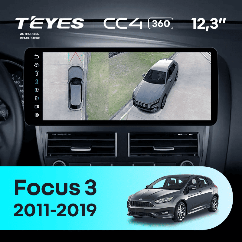 Штатная магнитола Teyes CC4 12.3" 360 6/64 Ford Focus 3 Mk 3 (2011-2019)