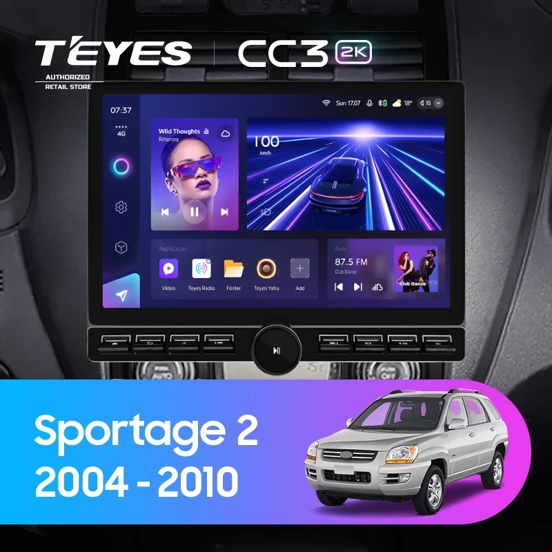 Штатная магнитола Teyes CC3 2K 6/128 Kia Sportage 2 (2004-2010) F2 (13" с кнопками)