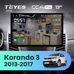 Штатная магнитола Teyes CC4 Pro 8/128 SsangYong Korando 3 (2013-2017) (0din) (13")