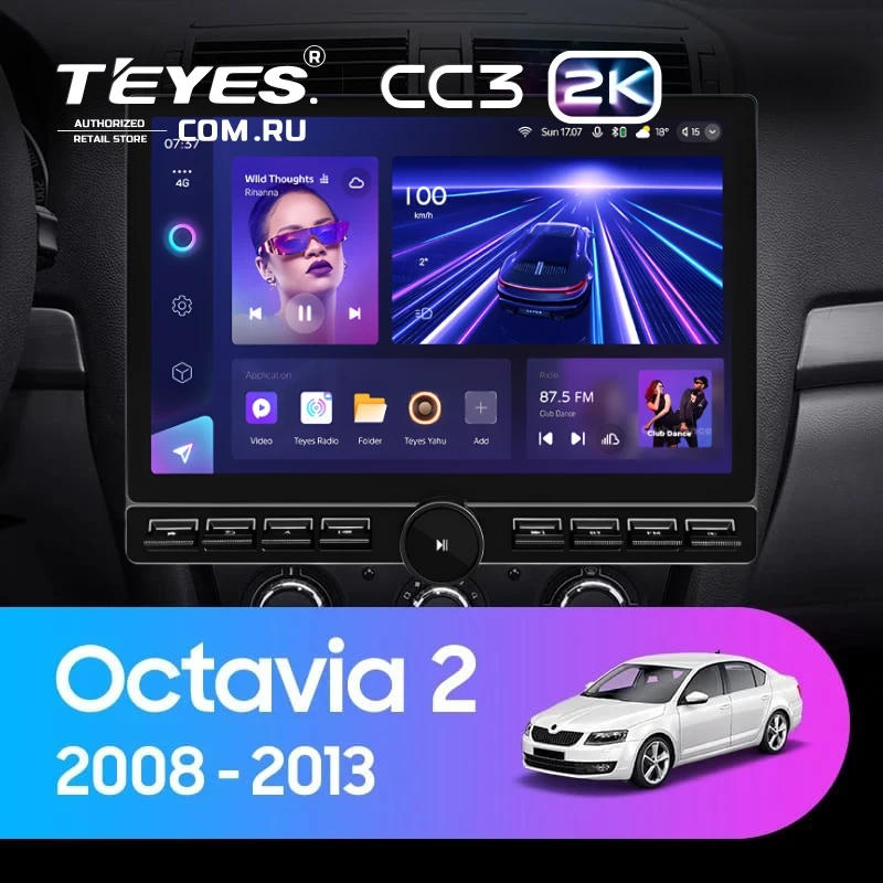 Штатная магнитола Teyes CC3 2K 6/128 Skoda Octavia 2 A5 (2008-2013) (13" с кнопками) (10 inch Universal)
