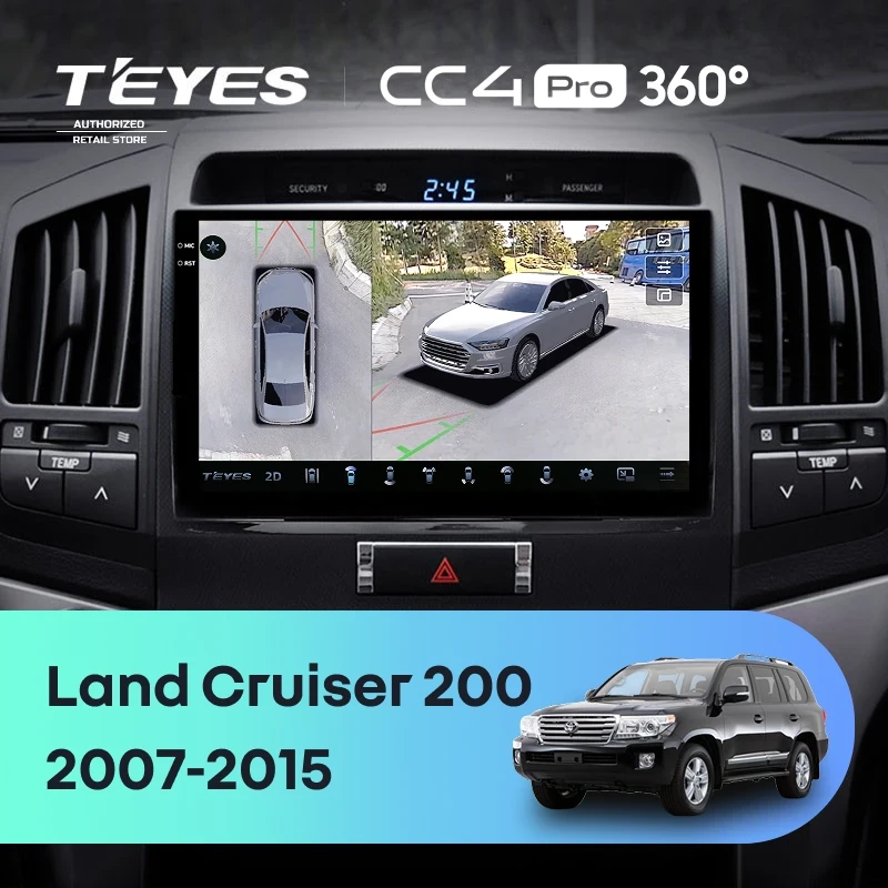 Штатная магнитола Teyes CC4 Pro 360 12/256 Toyota Land Cruiser 200 (2007-2015) F1