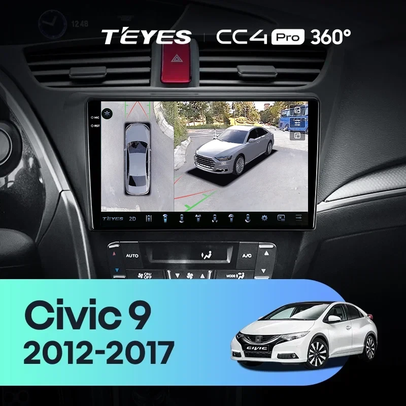 Штатная магнитола Teyes CC4 Pro 360 8/128 Honda Civic 9 FK FB (2012-2017)