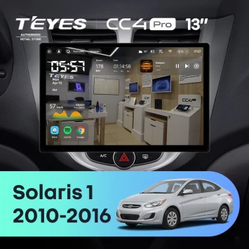 Штатная магнитола Teyes CC4 Pro 12/256 Hyundai Solaris 1 (2010-2016) F1 (13")