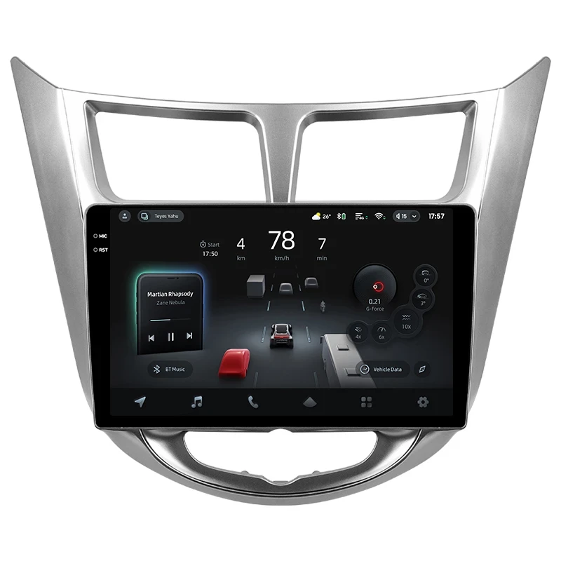 Переходная рамка Hyundai Solaris 1 (2010-2016) (серая) F1 (9")