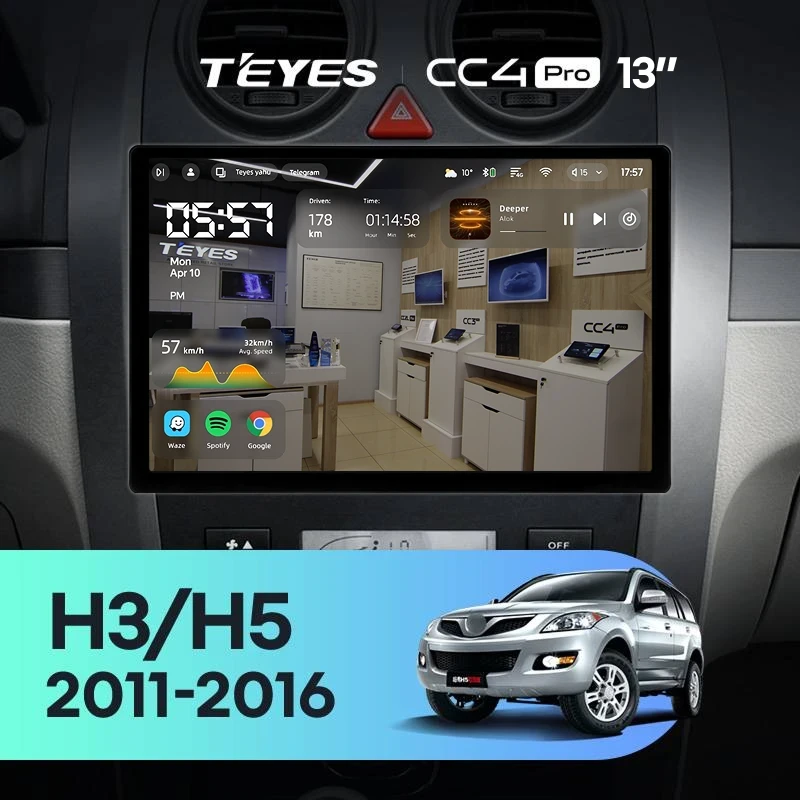 Штатная магнитола Teyes CC4 Pro 8/128 Haval H3 H5 (2011-2016) (13")