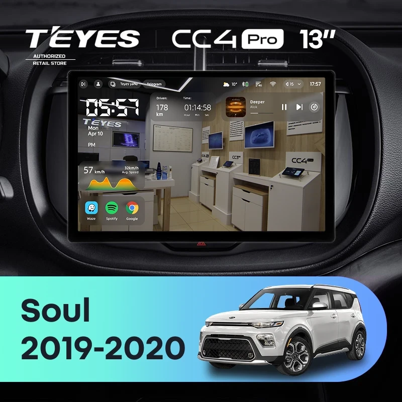 Штатная магнитола Teyes CC4 Pro 8/128 Kia Soul (2019-2020) (13")
