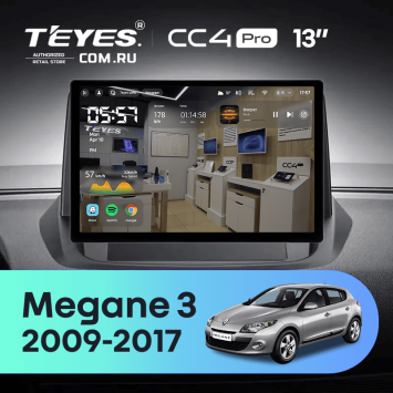 Штатная магнитола Teyes CC4 Pro 8/128 Renault Megane 3 (2009-2017) (0din) (13")