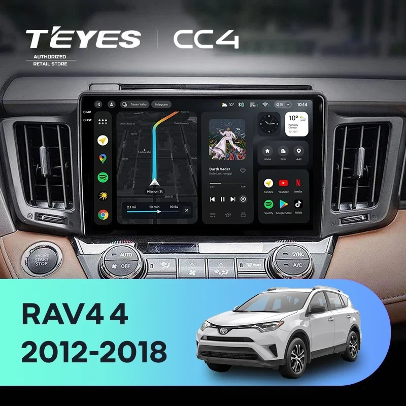 Штатная магнитола Teyes CC4 8/128 Toyota RAV4 (2012-2018)