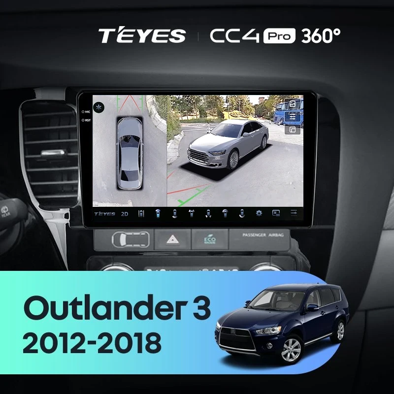 Штатная магнитола Teyes CC4 Pro 360 8/128 Mitsubishi Outlander 3 GF0W GG0W (2012-2018) Тип-A