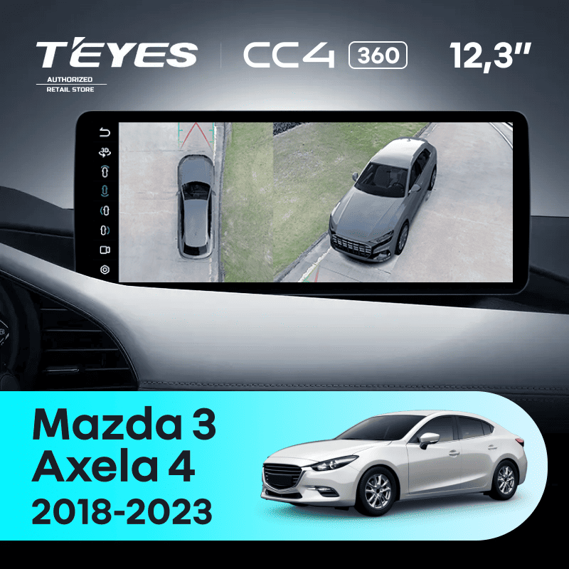 Штатная магнитола Teyes CC4 12.3" 360 6/64 Mazda 3 BP (2018-2023) Тип-A