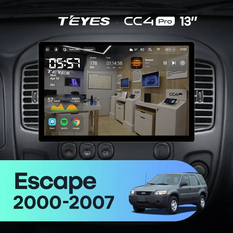 Штатная магнитола Teyes CC4 Pro 12/256 Ford Escape (2000-2007) (13")