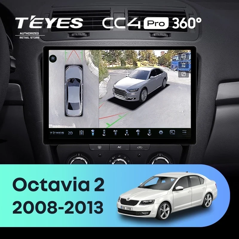 Штатная магнитола Teyes CC4 Pro 360 12/256 Skoda Octavia 2 A5 (2008-2013) (11")