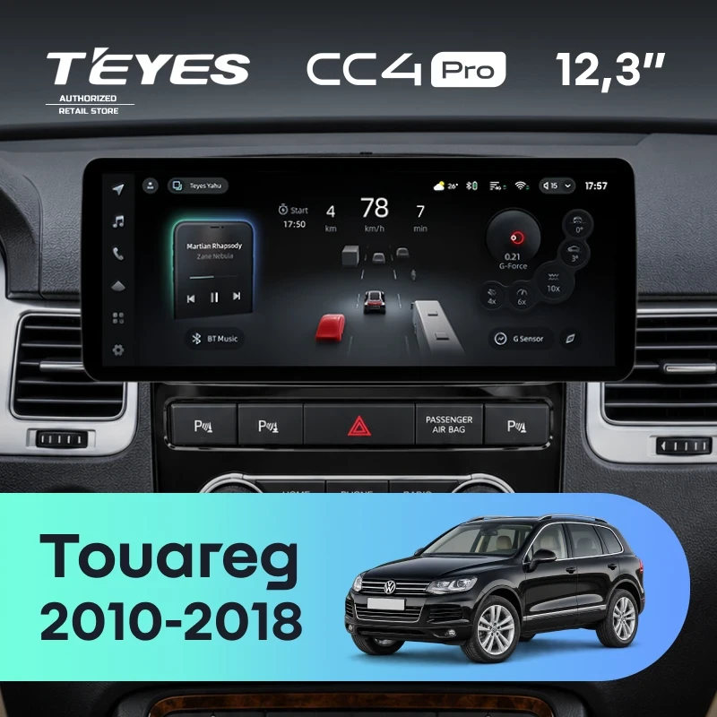 Штатная магнитола Teyes CC4 Pro 12.3" 12/256 Volkswagen Touareg FL NF (2010-2018) Тип-B