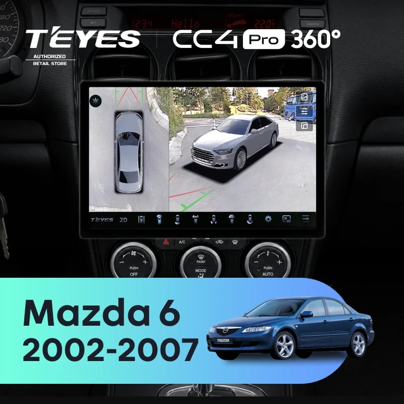 Штатная магнитола Teyes CC4 Pro 360 8/128 Mazda 6 GG (2002-2007) (11")