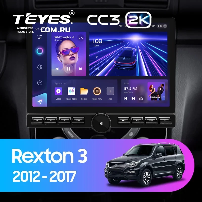 Штатная магнитола Teyes CC3 2K 6/128 SsangYong Rexton Y290 3 (2012-2017) (13" с кнопками)