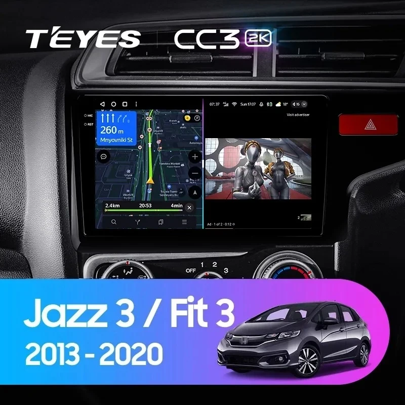 Штатная магнитола Teyes CC3 2K 4/32 Honda Fit 3 GP GK (2013-2020) Тип-A Правый руль