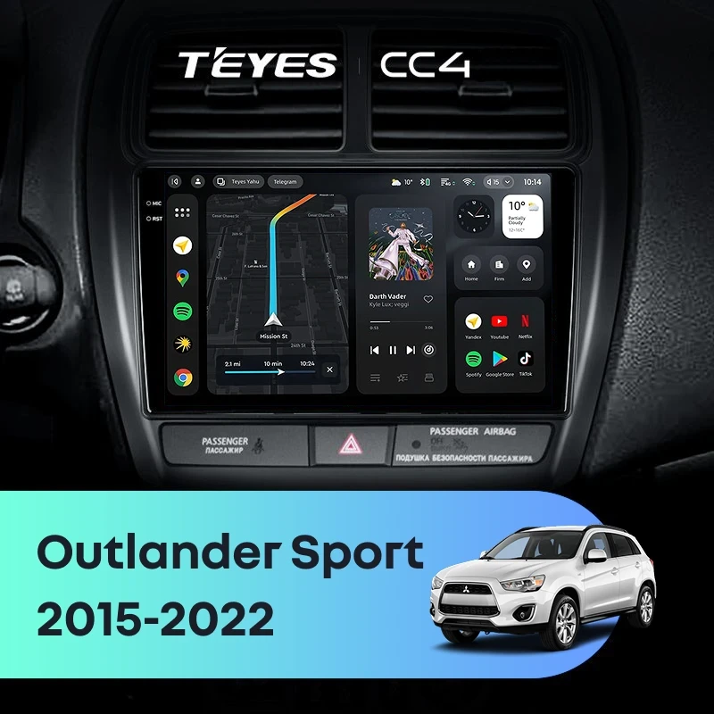 Штатная магнитола Teyes CC4 6/64 Mitsubishi Outlander Sport (2015-2026) Тип-A