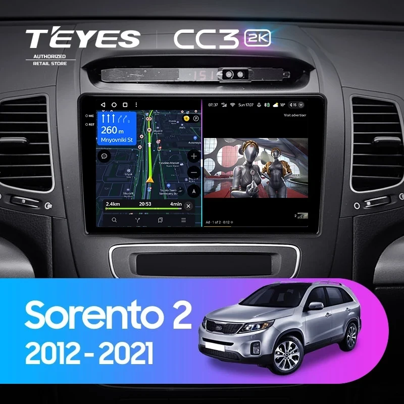 Штатная магнитола Teyes CC3 2K 360 6/128 Kia Sorento 2 II XM (2012-2021) F1