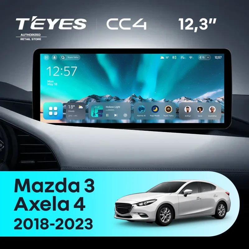 Штатная магнитола Teyes CC4 12.3" 6/64 Mazda 3 BP (2018-2023) Тип-A