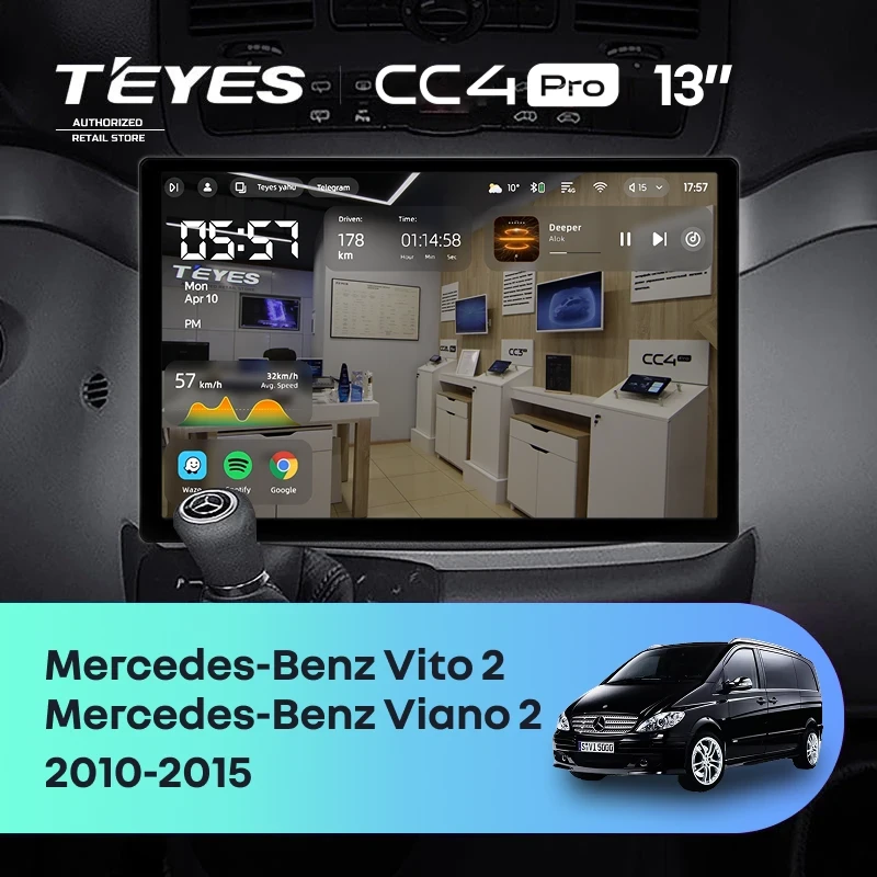 Штатная магнитола Teyes CC4 Pro 12/256 Mercedes-Benz Vito W639 (2010-2015) (13")