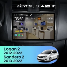 Штатная магнитола Teyes CC4 Pro 8/128 Renault Logan 2 (2012-2022) F1 (11")
