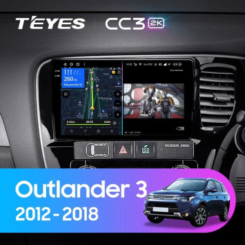 Штатная магнитола Teyes CC3 2K 360 6/128 Mitsubishi Outlander 3 GF0W GG0W (2012-2018) Тип-B Правый руль