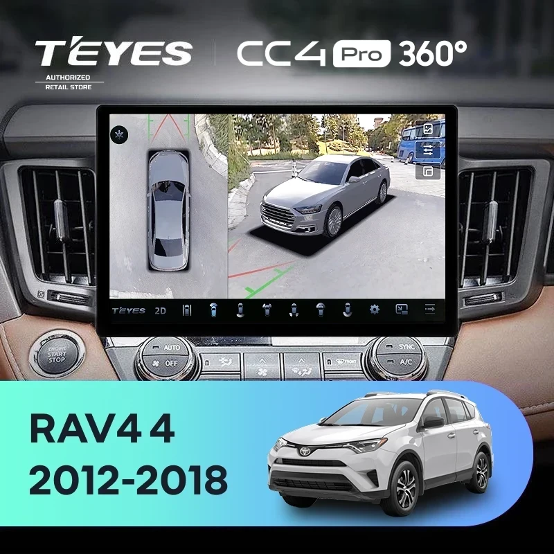 Штатная магнитола Teyes CC4 Pro 360 8/128 Toyota RAV4 4 XA40 5 XA50 (2012-2018) (13")