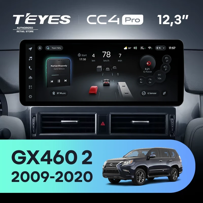 Штатная магнитола Teyes CC4 Pro 12.3" 8/128 Lexus GX460 2 J150 (2009-2020)