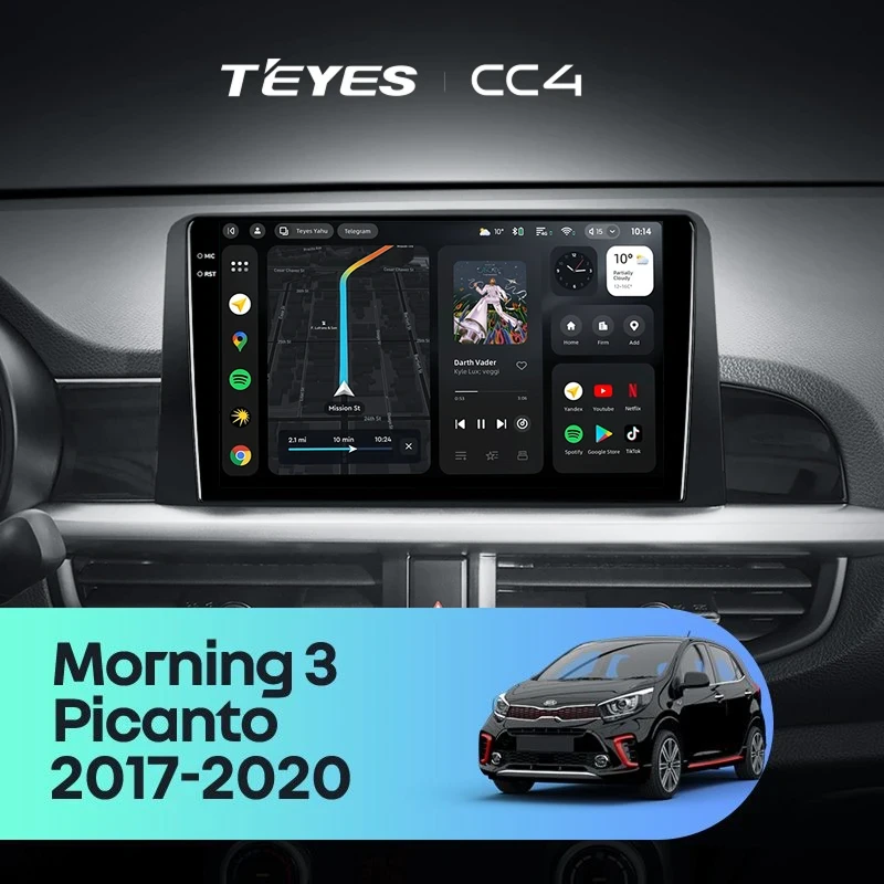 Штатная магнитола Teyes CC4 8/128 Kia Picanto (2017-2020) Тип-A