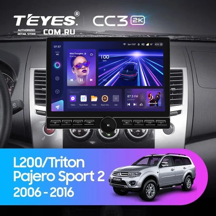 Штатная магнитола Teyes CC3 2K 6/128 Mitsubishi Pajero Sport 2 (2008-2016) (13" с кнопками)