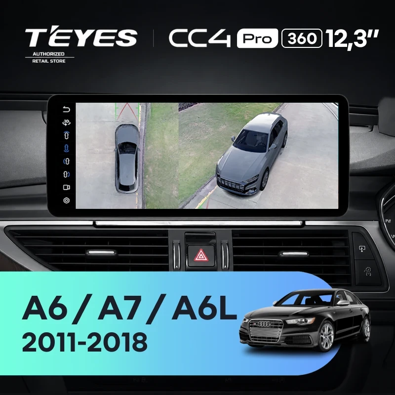 Штатная магнитола Teyes CC4 Pro 12.3" 360 8/128 Audi A6 C7 4 A6L (RMC System) (2011-2018) Правый руль