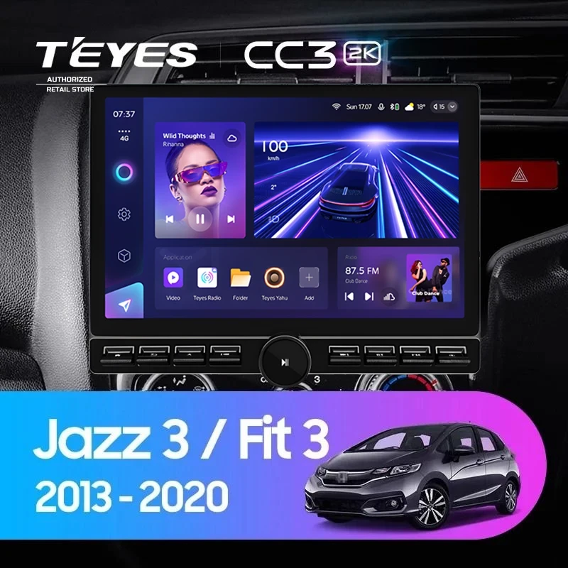 Штатная магнитола Teyes CC3 2K 6/128 Honda Fit 3 GP GK (2013-2020) Тип-B Правый руль (13" с кнопками)