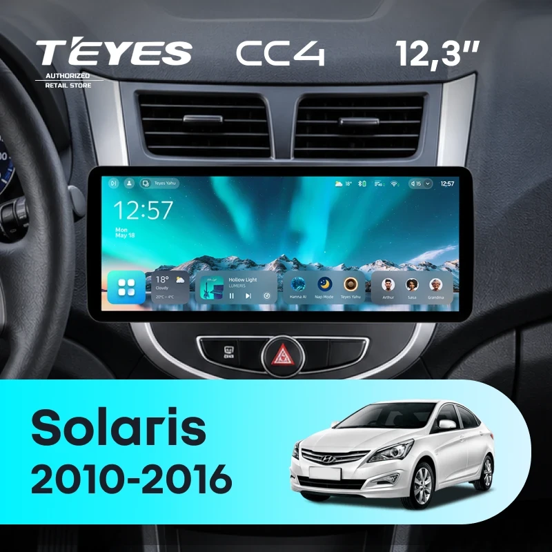 Штатная магнитола Teyes CC4 12.3" 8/128 Hyundai Solaris 1 (2010-2016) F1