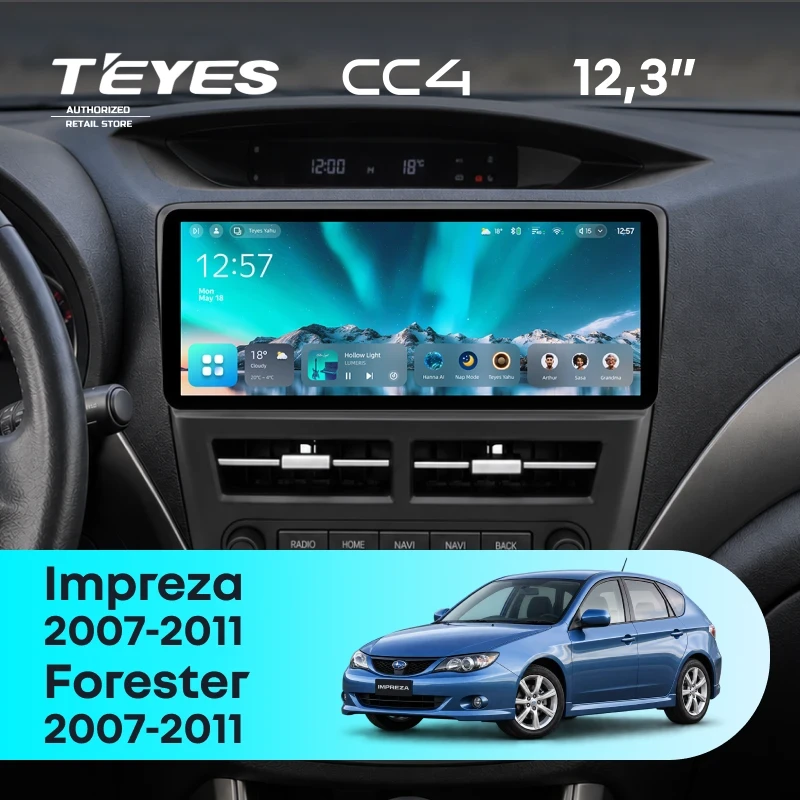 Штатная магнитола Teyes CC4 12.3" 8/128 Subaru Impreza GH GE (2007-2011)