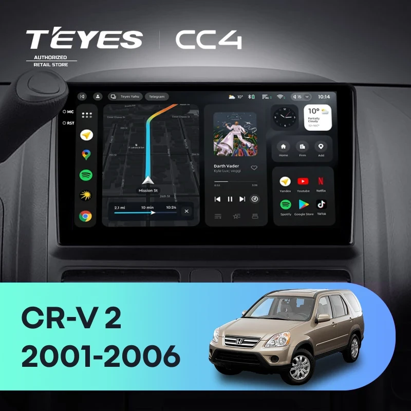 Штатная магнитола Teyes CC4 6/64 Honda CR-V 2 (2001-2006)