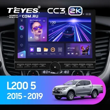Штатная магнитола Teyes CC3 2K 6/128 Mitsubishi L200 5 (2015-2019) кондиционер F1 (13" с кнопками)