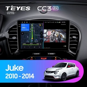 Штатная магнитола Teyes CC3 2K 360 6/128 Nissan Juke (2010-2014) Тип-A