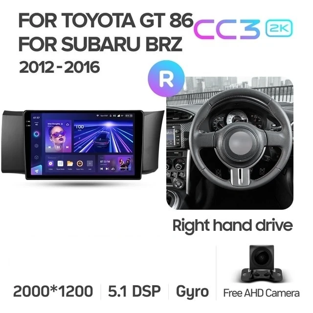 Штатная магнитола Teyes CC3 2K 4/64 Toyota GT 86 (2012-2016) Правый руль