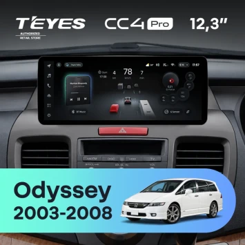 Штатная магнитола Teyes CC4 Pro 12.3" 12/256 Honda Odyssey 3 RL3 RL4 (2003-2008) Правый руль