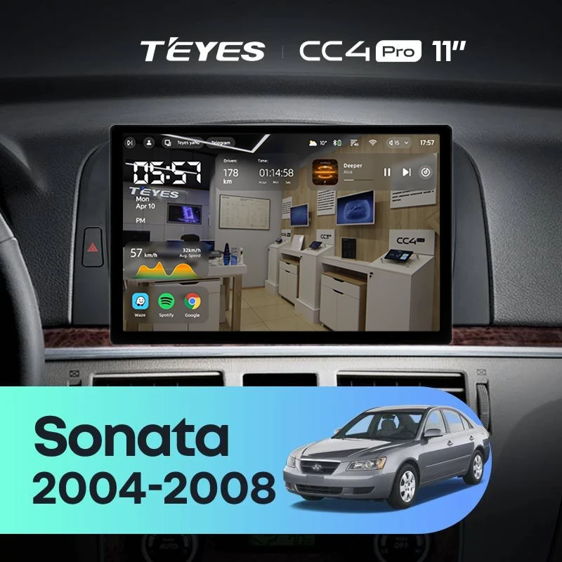 Штатная магнитола Teyes CC4 Pro 12/256 Hyundai Sonata NF (2004-2008) (11")