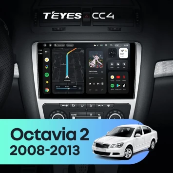 Штатная магнитола Teyes CC4 6/64 Skoda Octavia 2 A5 (2008-2013) Серая