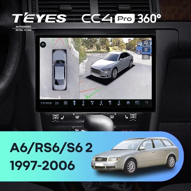 Штатная магнитола Teyes CC4 Pro 360 12/256 Audi A6 2 (1997-2004) (11")