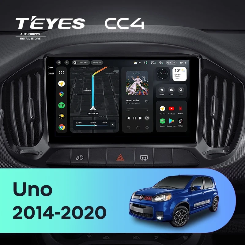 Штатная магнитола Teyes CC4 6/64 Fiat Uno (2014-2020)