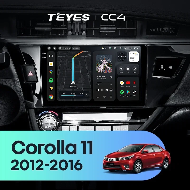 Штатная магнитола Teyes CC4 6/64 Toyota Corolla (2012-2016) Тип-B