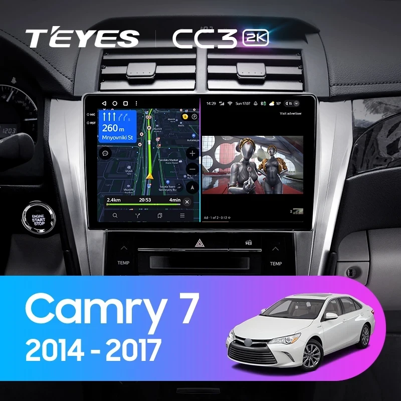 Штатная магнитола Teyes CC3 2K 360 6/128 Toyota Camry 7 XV 50 55 (2014-2017) F4