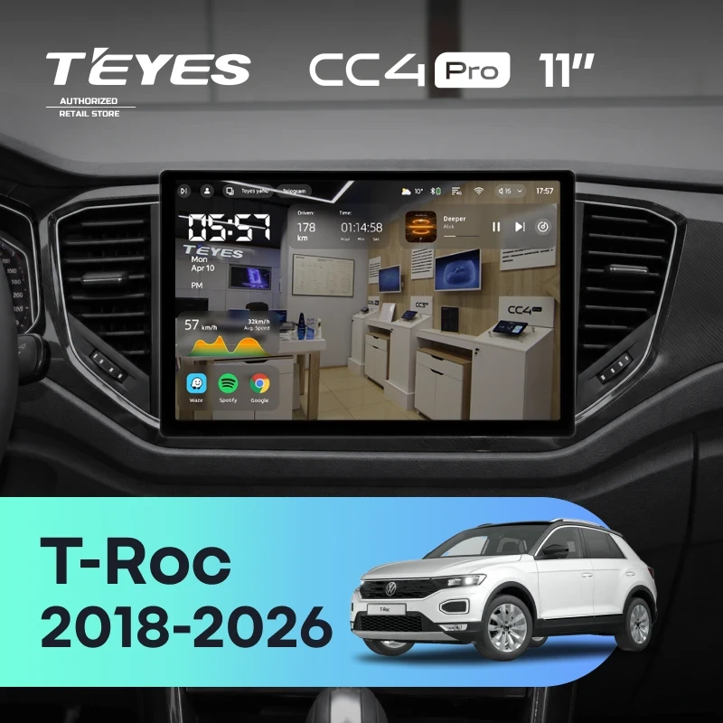 Штатная магнитола Teyes CC4 Pro 12/256 Volkswagen T-Roc (2018-2026) China (11")