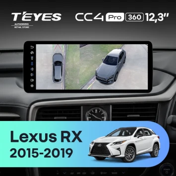 Штатная магнитола Teyes CC4 Pro 12.3" 360 12/256 Lexus RX200t RX270 RX300 RX350 RX350L RX450h AL20 IV (2015-2019) Правый руль