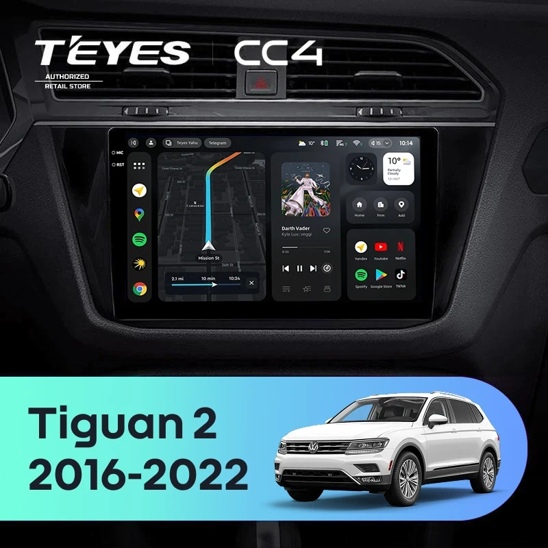 Штатная магнитола Teyes CC4 8/128 Volkswagen Tiguan 2 (2016-2022) Тип-A