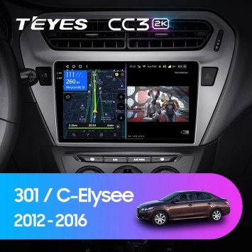 Штатная магнитола Teyes CC3 2K 6/128 Peugeot 301 (2012-2016) F2